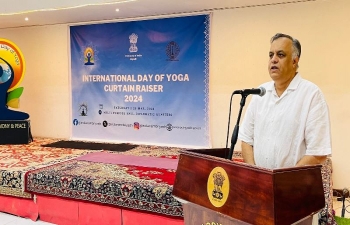  International Day of Yoga 2024 Curtain Raiser event held at Indian Embassy Multi-purpose Hall on 25 May 2024.