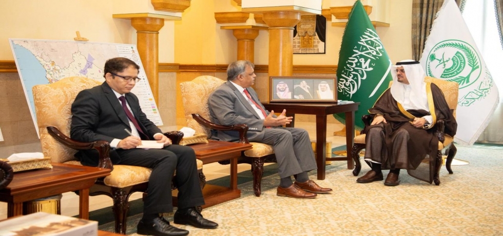 HRH Prince Saud bin Mishaal, Deputy Governor of Makkah region & Vice Chairman of Central Hajj Committee, received Ambassador Dr Suhel Ajaz Khan  in Jeddah on 27 May 2024.